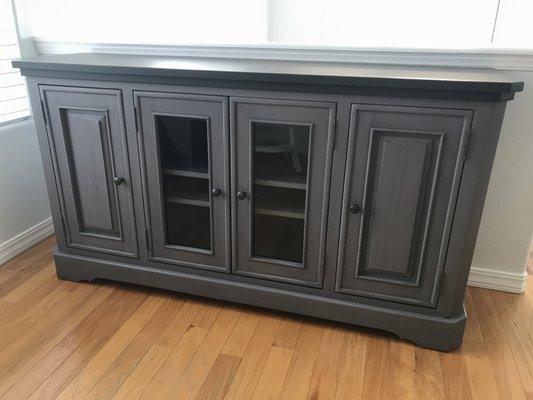 If you want a custom made cabinet, we can help you with that. All of our cabinets are solid wood and can be made custom to fit you needs.