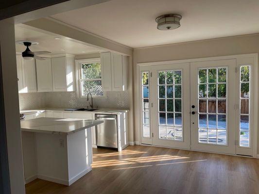 New Island and Patio doors installed to brighten up the dining and kitchen.