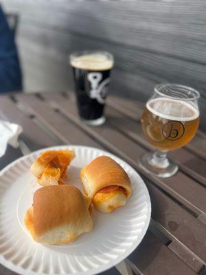 pepperoni rolls and cold beer