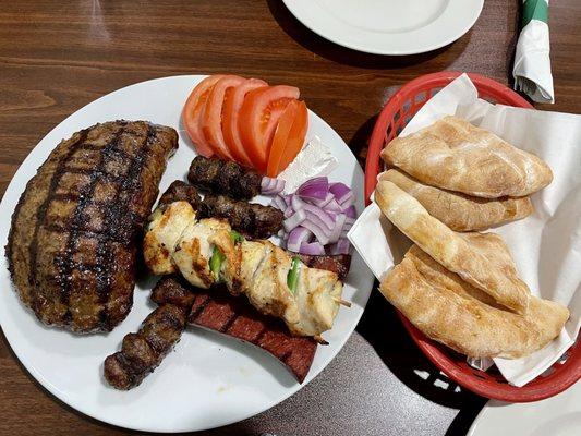 balkan barbeque plate with pita