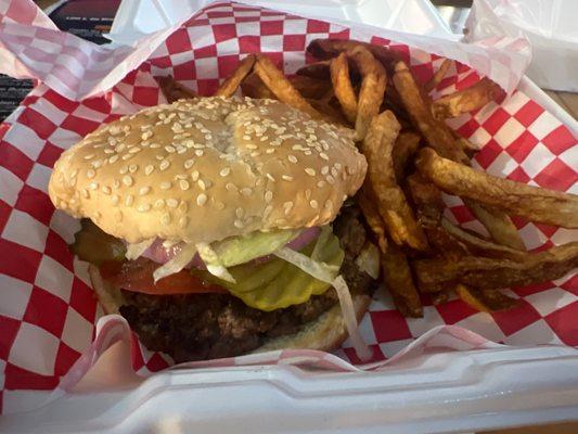 Burger and fries