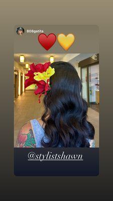 Large pin curls, blowout styling for special event