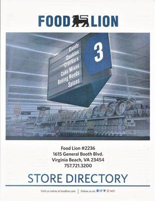 This is the front page of the store directory.  Photo taken February 6, 2021.