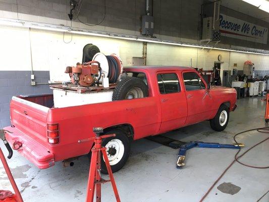 My new (old) truck getting final prep for road-trip home at Luper Auto