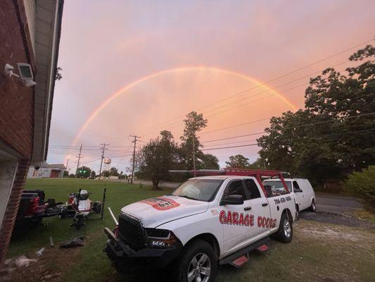 A rainbow that came out while we installed a new door this summer