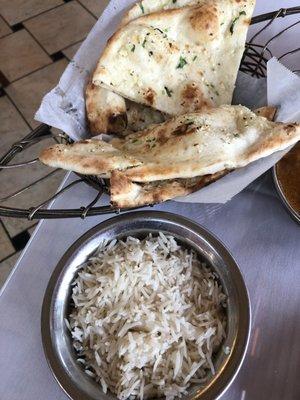 Garlic naan and rice