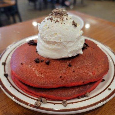 Red velvet pancakes.