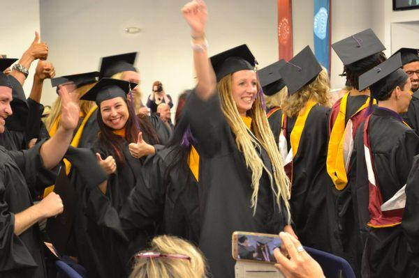 2017 MA in Counseling Psychology graduates celebrate.