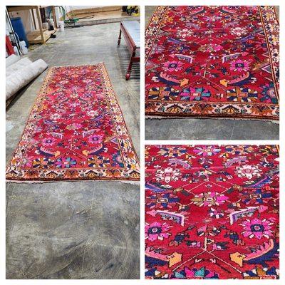 Strip washing of a rug to remove dye bleed and restore the beauty of the colors