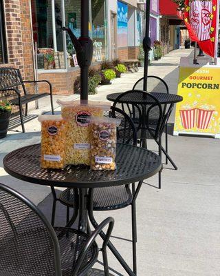 A nice day to sit outside & snack on some awesome popcorn.