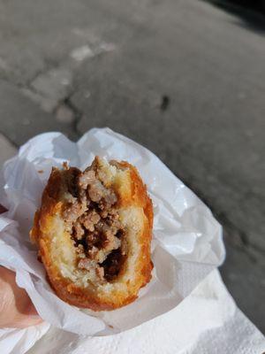 Another look at the #1 piroshki interior: beef, cheese, and mushroom