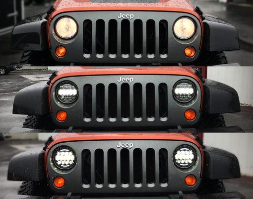 Jeep wrangler led headlight upgraded.