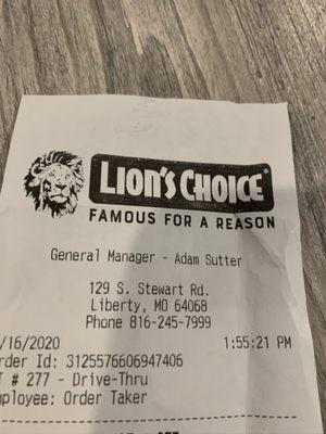 Receipt with address