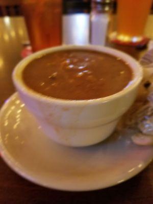 Soup or salad w/entrée. Beef barley was a soup of the day.