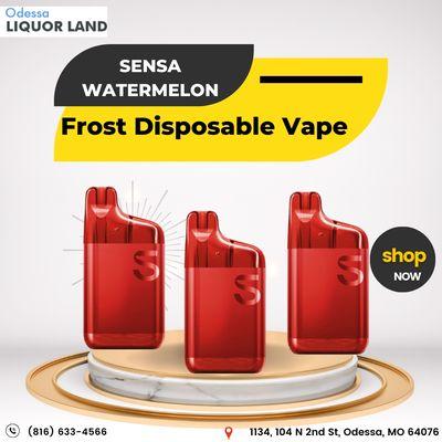 Sensa Watermelon Frost Disposable Vape is now available at Valero Odessa Liquor and Food Mart in Odessa, MO!