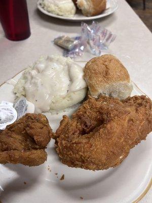 Breast and wing chicken meal. Mashed taters, salad not shown already consumed! #sogood