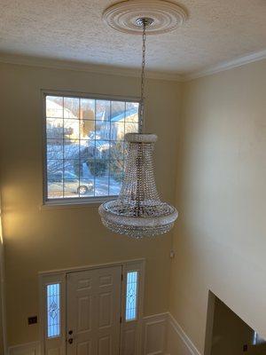 Chandelier installed in my foyer!