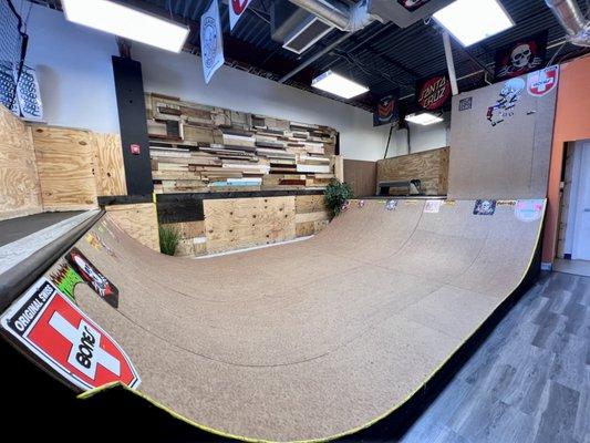 Indoor half pipe at new location, $5 & waiver to ride in A/C