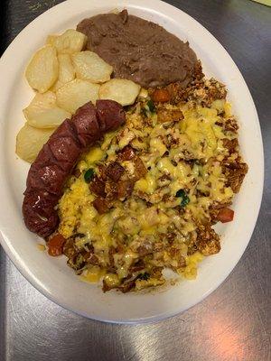 Chilaquiles Plate with country sausage