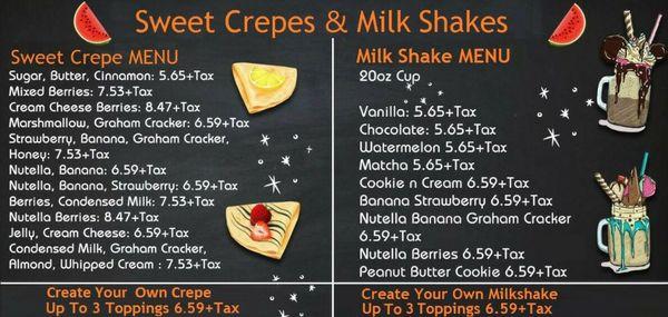 Sweet Crepes and Milk Shakes