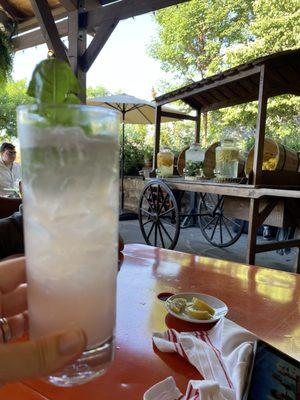 GROUNDKEEPER'S TONIC belvedere organics lemon + basil, basil honey syrup, lemon, chandon garden spritz