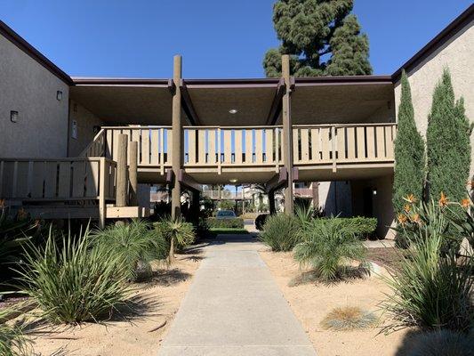 Walkway leading to the front of community