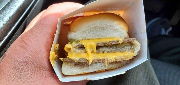 Double cheeseburger with extra pickles..