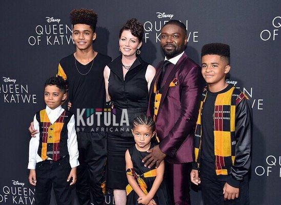 Selma's David Oyelowo and family outfitted in custom Kutula for Disney's Queen of Katwe premiere