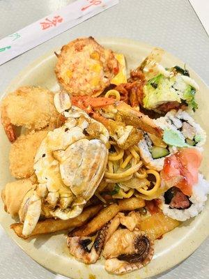 Octopus ChowMein Fries Crab Legs Salmon