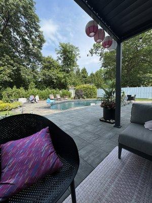 View of the pool from the pergola