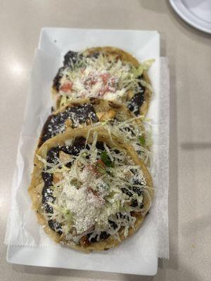 Sopes with chicken.  Very good