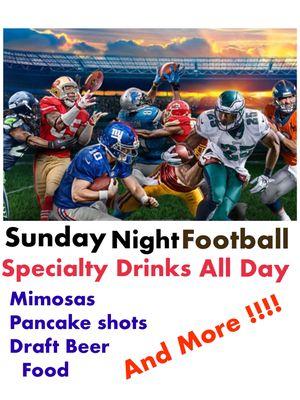 Come join us for Sunday Game Day! Drink, eat, and share your love for Football!!!