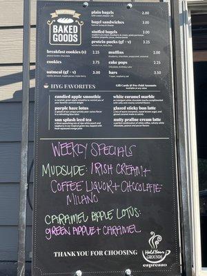 Baked Goods menu