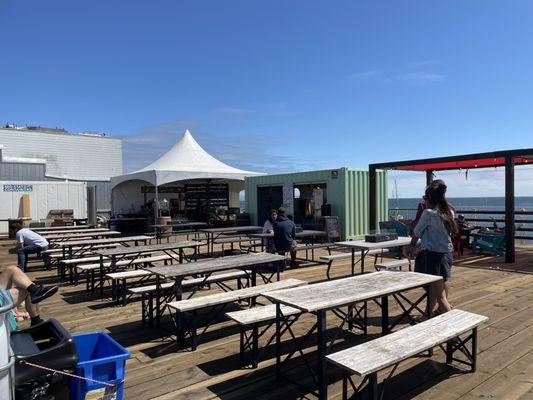 On the wharf beer garden with wind protection from local brewery Humble Sea