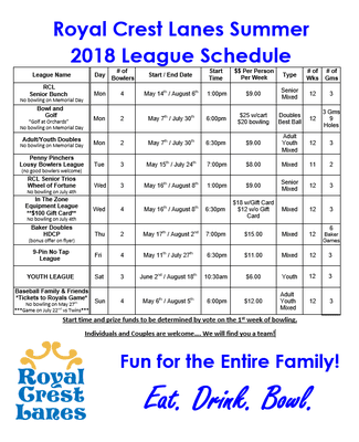 2018 Summer League Schedule