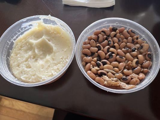 Garlic Mashed Potatoes Side and Blacked Eyes Peas With Smoked Turkey Side