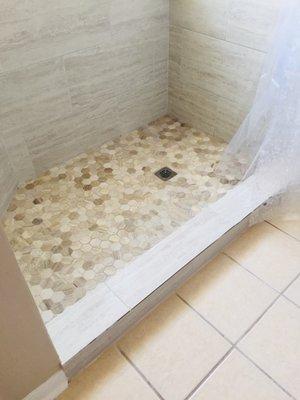 Beautiful tile floor of shower