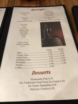 Beverages, desserts