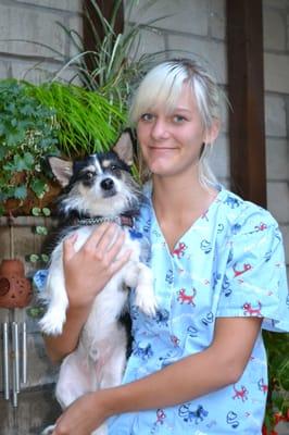 Staff member with pup