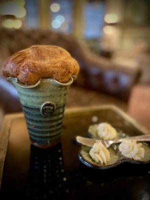 House baked bread in handmade pottery