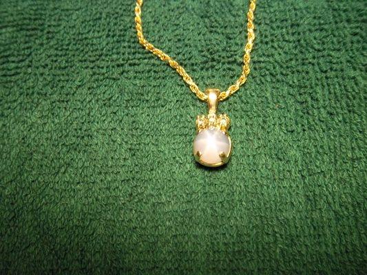 14k star sapphire and diamond pendant