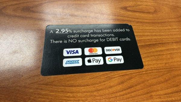 Credit Card Surcharge.