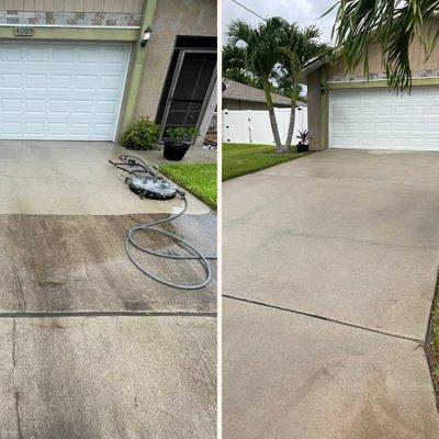 Before and After Driveway Cleaning in Cape Coral