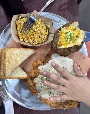 Chicken fried chicken is larger than a hand!!!