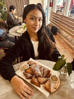 Beignets with chocolate whipped sauce