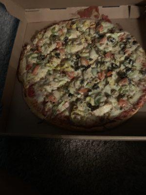 Jack 's All Veggie Pizza w/ grilled chicken