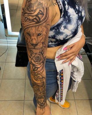 Click on the picture to view the whole sleeve tattoo done by me! 956-877-0792