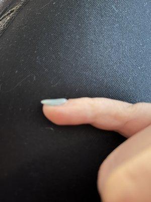 Uneven acrylic which will allow this nail to break way prematurely.