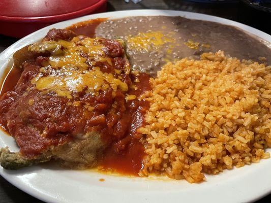 CHILE RELLENO WITH CHICKEN AND RANCHERO SAUCE