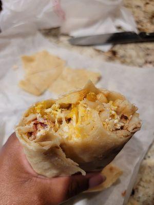 Grande breakfast burrito barely any bacon though